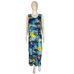 Vintage Hawaiian Dress Sleeveless Hawaii Maxi Dress
